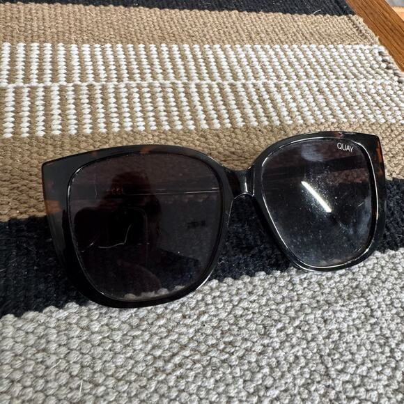 Quay Ever After Sunglasses Women Brown Tortoise Polarized Square Cat Eye - Picture 4 of 9